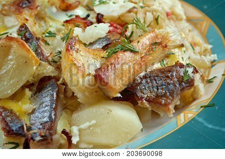 kalalaatikko - Baltic Herring Casserole. Finnish cuisine , close up