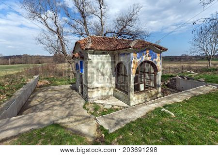 Spring of water and small church in Arapovo Monastery of Saint Nedelya, Plovdiv Region,  Bulgaria