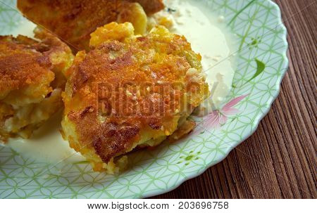 Semmelknoedel - Bavarian Bread Dumplings , close up homemade meal