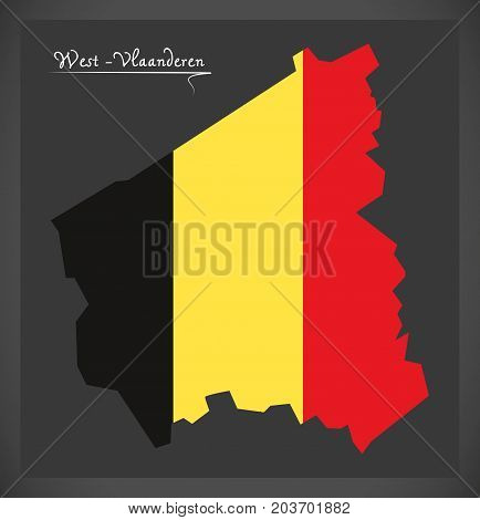 West-vlaanderen Map Of Belgium With Belgian National Flag Illustration