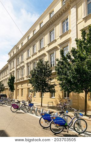 Warsaw, Poland - August 2, 2017: Architecture And People On The Street New World In Warsaw.