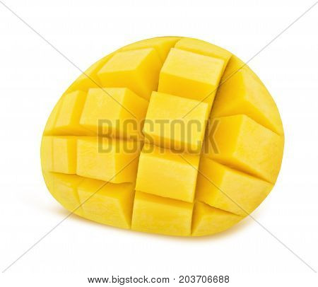 Yellow mango isolated on a white background.