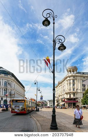 Warsaw, Poland - August 2, 2017: Architecture And People On The Street New World In Warsaw.