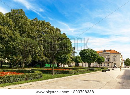 Warsaw, Poland - August 2, 2017: Architecture And People On The Street New World In Warsaw.