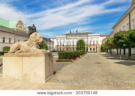 Warsaw, Poland - August 2, 2017: Architecture And People On The Street New World In Warsaw.