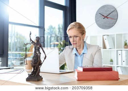 Female Lawyer Working With Laptop