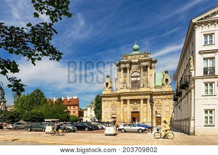 Warsaw, Poland - August 2, 2017: Architecture And People On The Street New World In Warsaw.