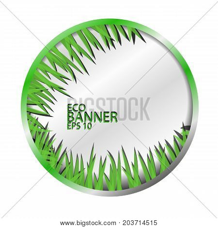 Eco banner with round green grass transparent