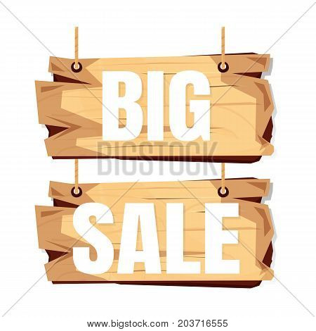 wooden sign board. big sale discount. Sale signboard. surface. vector. on white background