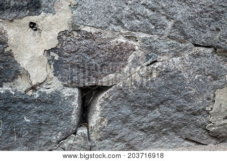 A photo of hole in the crack cement concrete wall surface texture, the conceptual background, closeup