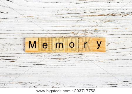 MEMORY word made with wooden blocks concept