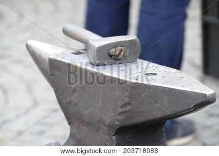Blacksmith Wotk With Hammer And Hot Iron