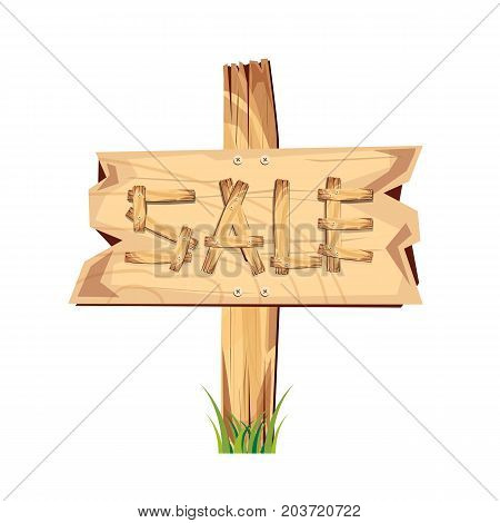 wooden sign board. sale discount. Sale signboard. surface. vector. on white background