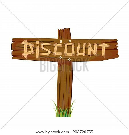 wooden sign board. sale discount. Sale signboard. surface. vector. on white background