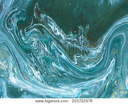Marbled Abstract Background. Liquid Marble Pattern. Colorful Marble Backdrop. Golden Glitter Texture