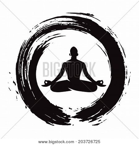 Meditation Zen Circle Vector Brush Illustration Sign