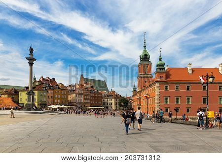 Warsaw, Poland - August 2, 2017: Architecture And People On The Street New World In Warsaw.