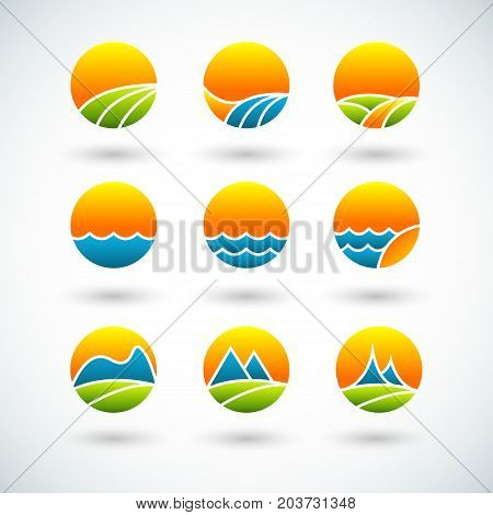 Set of landsape icons. Vector eps 10