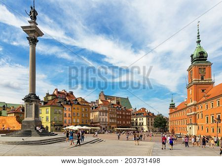 Warsaw, Poland - August 2, 2017: Architecture And People On The Street New World In Warsaw.