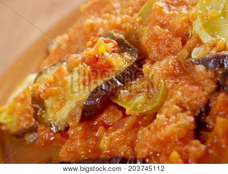 French vegetable casserole - Ratatouille.farmhouse kitch , close up mealen