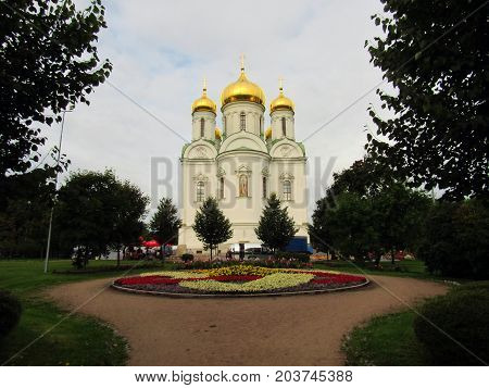 Russia, St. Petersburg, September 9, 2017, in the photo Ekaterininsky Cathedral in the city of Pushkin