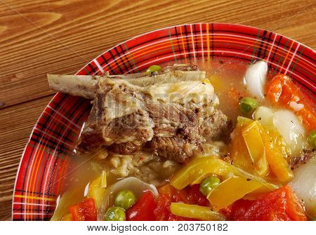 Traditional Bulgarian soup chorba.shurpa soup close up meal