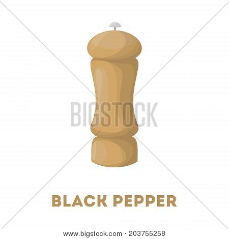 Isolated black pepper mill on white background. Spices for cooking.