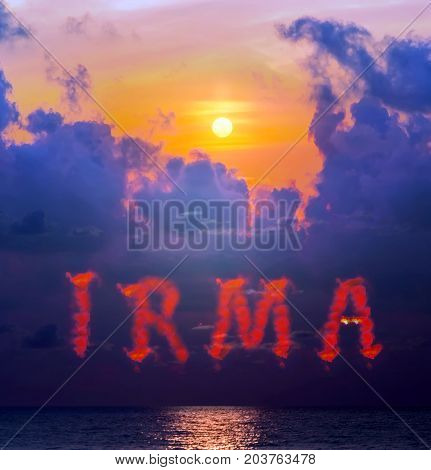 Storm clouds irma beach Florida Miami sky over sea background hot tropical sunset sky over sea background.