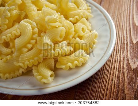 Creste pasta.Southern Italian cuisine, close up meal