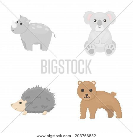 Rhino, koala, panther, hedgehog.Animal set collection icons in cartoon style vector symbol stock illustration .