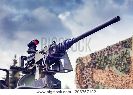 The browning machine gun armored personnel carrier