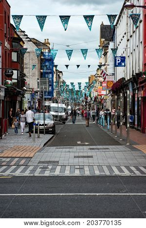 CORK, IRELAND - AUGUST 19, 2017: View of City Center of Cork Ireland