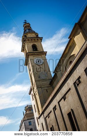Steeple Of The Church Of Saint Carlo Borromeo, Turin, Italy