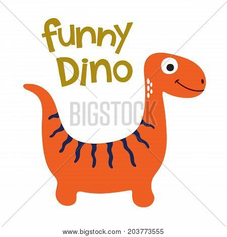 Cute cartoon dino vector illustration. Funny dino