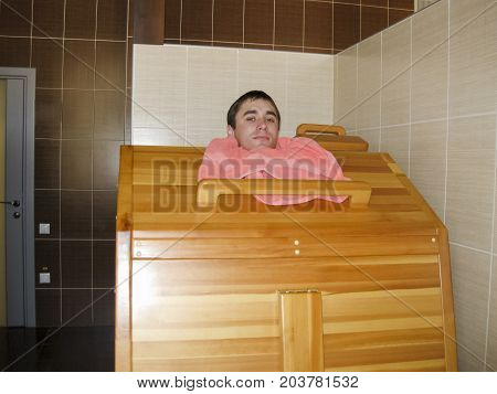 Square steam room in the sanatorium for steaming customers by natural steam from the bowels of the earth. Sanatorium Yangan-tau.