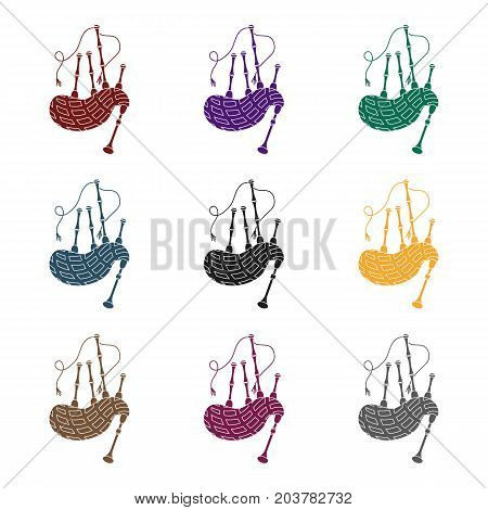 Bagpipes icon in black style isolated on white background. Musical instruments symbol vector illustration