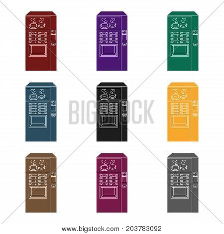 Office coffee vending machine icon in black style isolated on white background. Office furniture and interior symbol vector illustration.