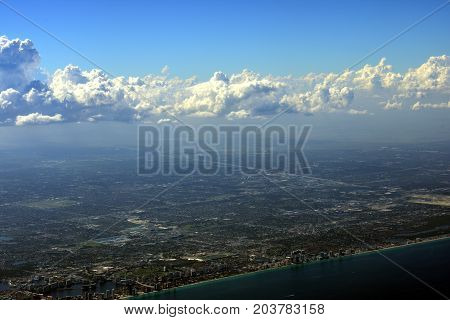 image took from the airplane of Hollywood beach
