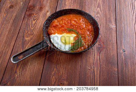 Matbucha And Scrambled Eggs