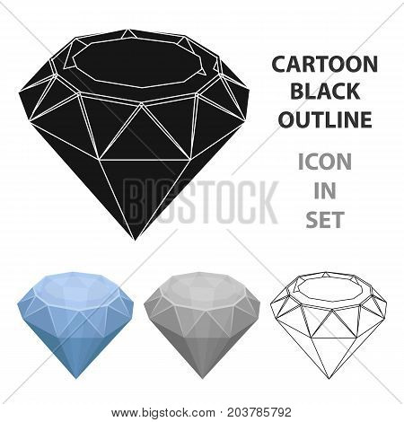 Diamond icon in cartoon design isolated on white background. Precious minerals and jeweler symbol stock vector illustration.