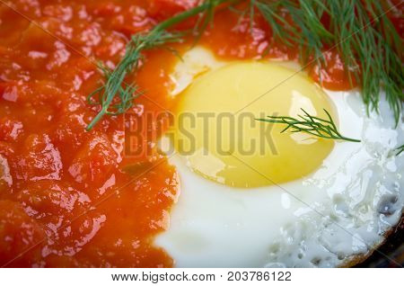 Matbucha And Scrambled Eggs