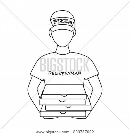 Courier on the delivery of pizza. Logistics and delivery single icon in outline style isometric vector symbol stock illustration .