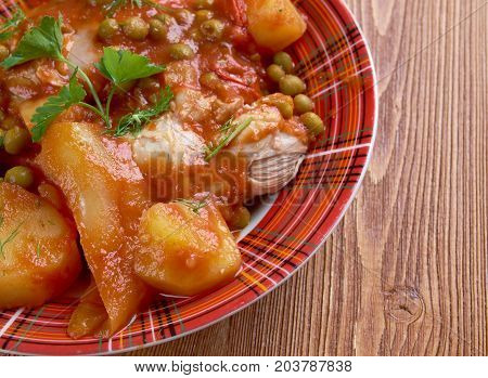 jelbana au poulet  , close up traditional meal