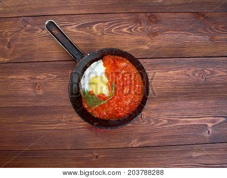 Matbucha And Scrambled Eggs