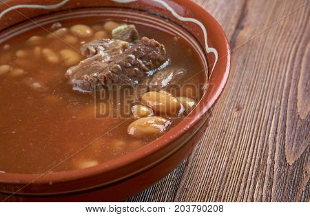 Chorba Loubia Algerian bean Soup , close up meal
