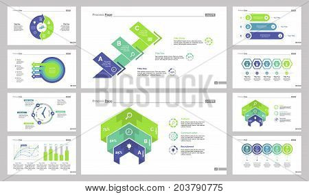 Creative chart template set can be used for workflow layout, annual report, web design. Business concept with donut, process, timetable, scatter plot, bar, option charts