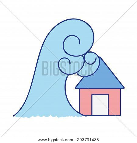 house flood to the water disaster weather vector illustration