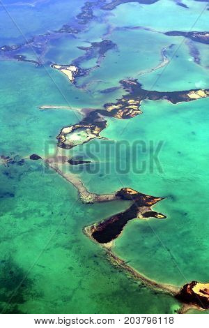 image took of airplane of sand bar out site of florida