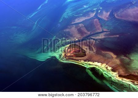 image took from airplane of sand bar out site Florida state