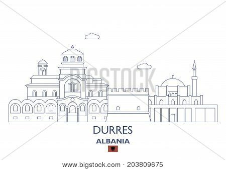 Durres Linear City Skyline Albania. Famous place
